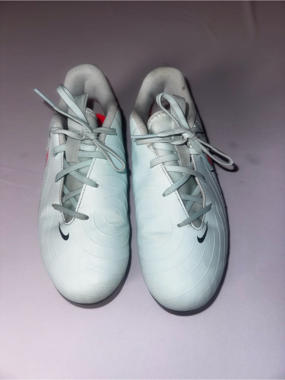 Nike Kids Light mint/White Soccer cleats with Black Swoosh